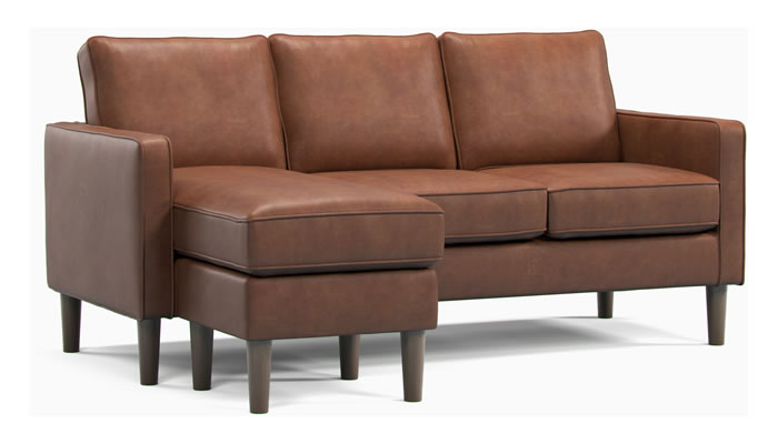 Studio Sits Carriage Chaise End Sofa in Faux Leather Tan